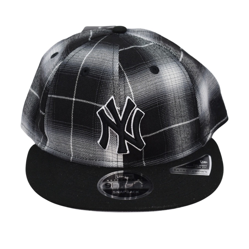 New Era 9FIFTY New York Yankees MLB Adjustable Snapback Hat Cap Black‎ Plaid NY